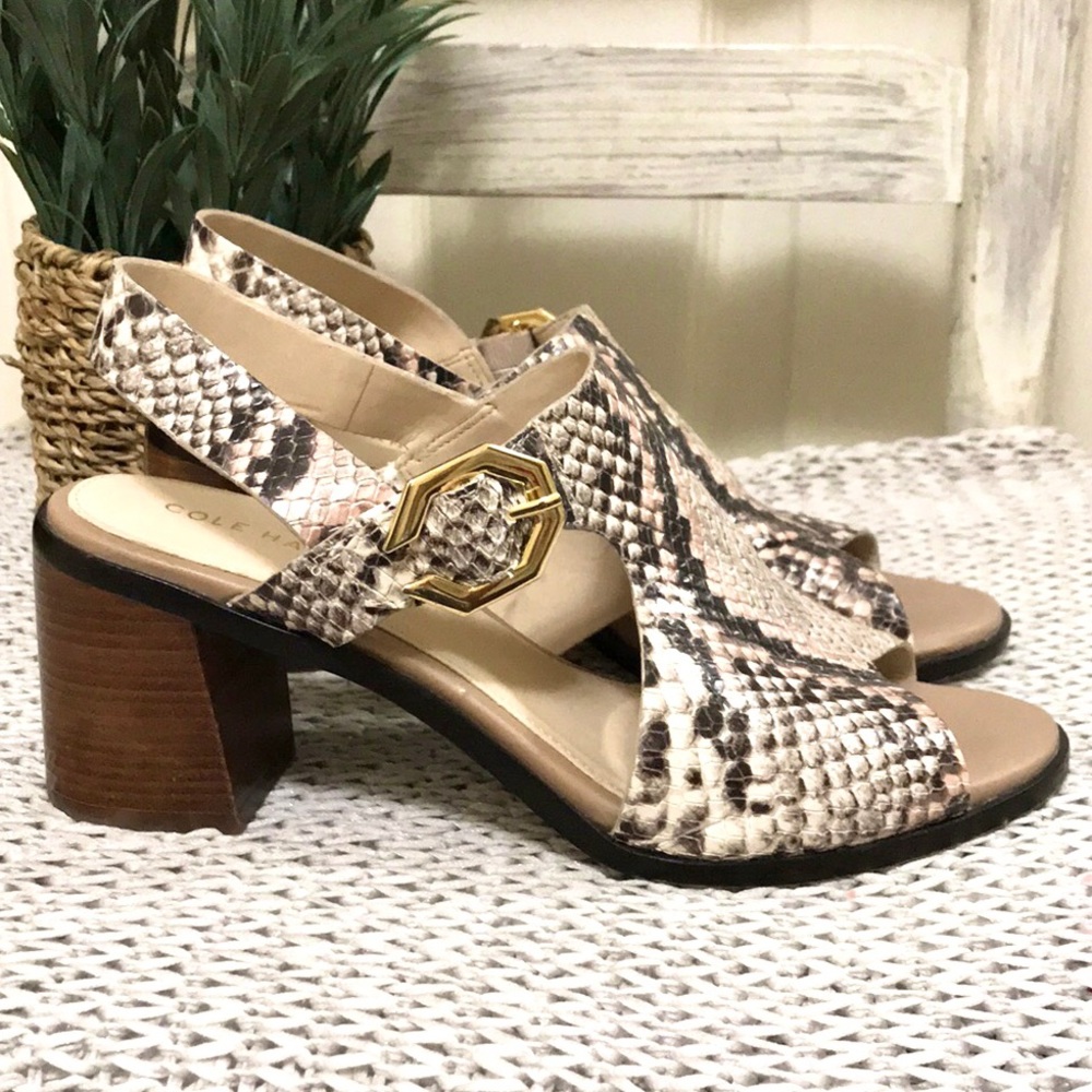 Cole Haan Philomina Grand Snakeskin Heeled Sandal